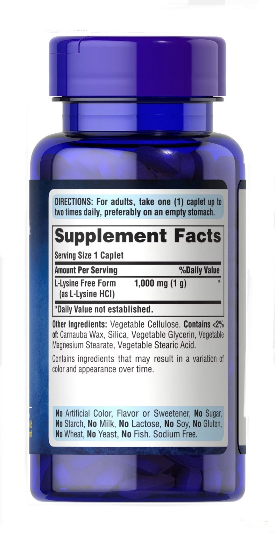 Puritans Pride L-Lysine 1000 mg 60 Tablets Exp 08/2027 - Ome's Beauty Mart