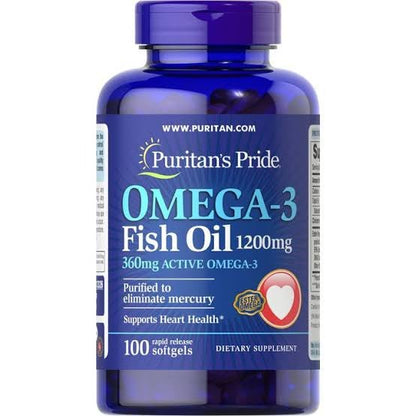 Puritans Pride Omega-3 Fish Oil Rapid Release Softgels, 1200mg, 100 Ct - Ome's Beauty Mart