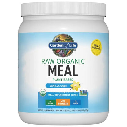 Raw Organic Meal Replacement Shake | Plant-Based | Protein Powder - Vanilla 18.52oz (525g) Exp 29/06/2025 - Ome's Beauty Mart
