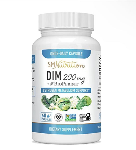 SM Nutrition DIM 200mg, BioPerine® 2.5mg 60 Capsules - Ome's Beauty Mart