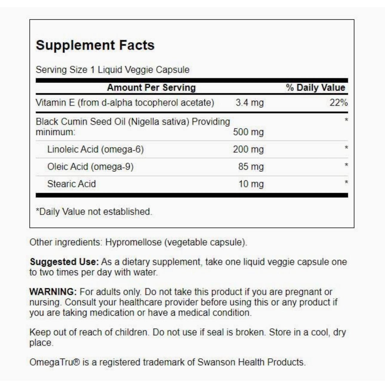 Swanson Black Cumin Seed Oil | Black Seed Oil | Total Body Wellness | Source of Omega-9 & Omega-6 | 60 Capsules Exp 11/2025 - Ome's Beauty Mart