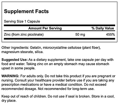 Swanson Extra Strength Zinc Picolinate 50mg 60 Capsules - Ome's Beauty Mart