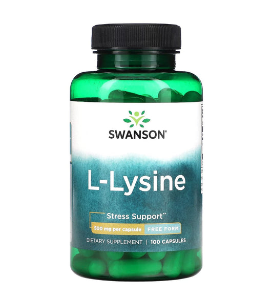 Swanson L-Lysine 500mg - Free Form | Stress Support | 100 Capsules Exp 10/2025 - Ome's Beauty Mart