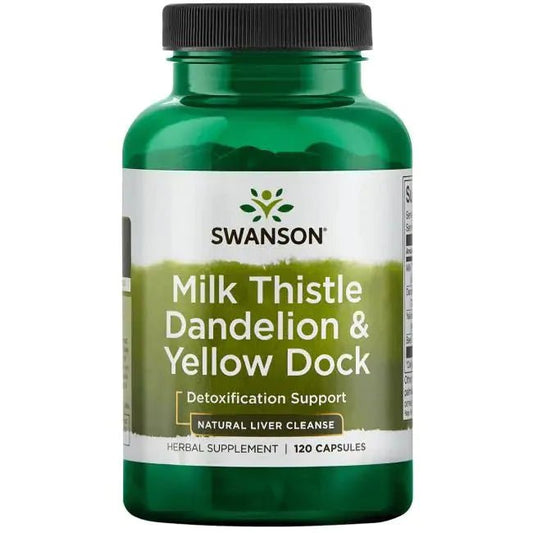 Swanson Milk Thistle Dandelion & Yellow Dock | Detoxification Support | Natural Liver Cleanse | 120 Capsules Exp 10/2026 - Ome's Beauty Mart