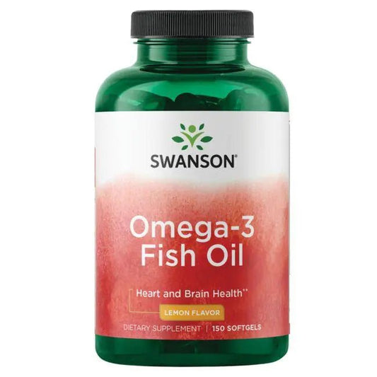 Swanson Omega-3 1000mg Fish Oil - Lemon Flavor 150 Softgels - Ome's Beauty Mart