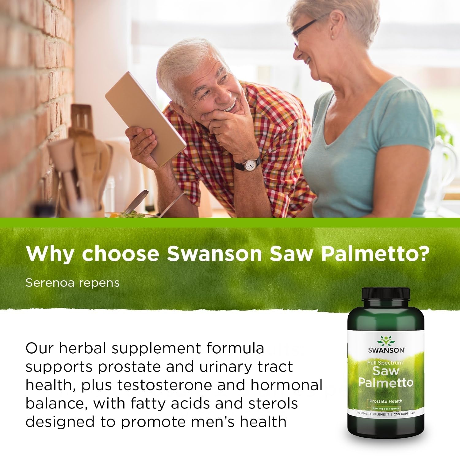 Swanson Premium- Full Spectrum Saw Palmetto 540mg 100 Capsules - Ome's Beauty Mart