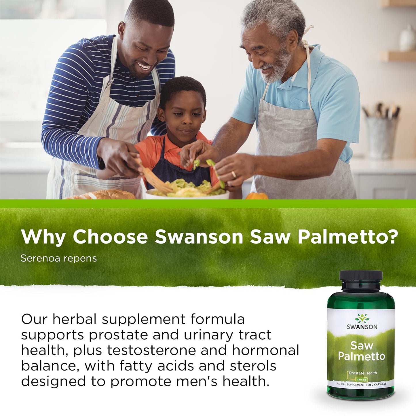 Swanson Premium- Full Spectrum Saw Palmetto 540mg 100 Capsules - Ome's Beauty Mart